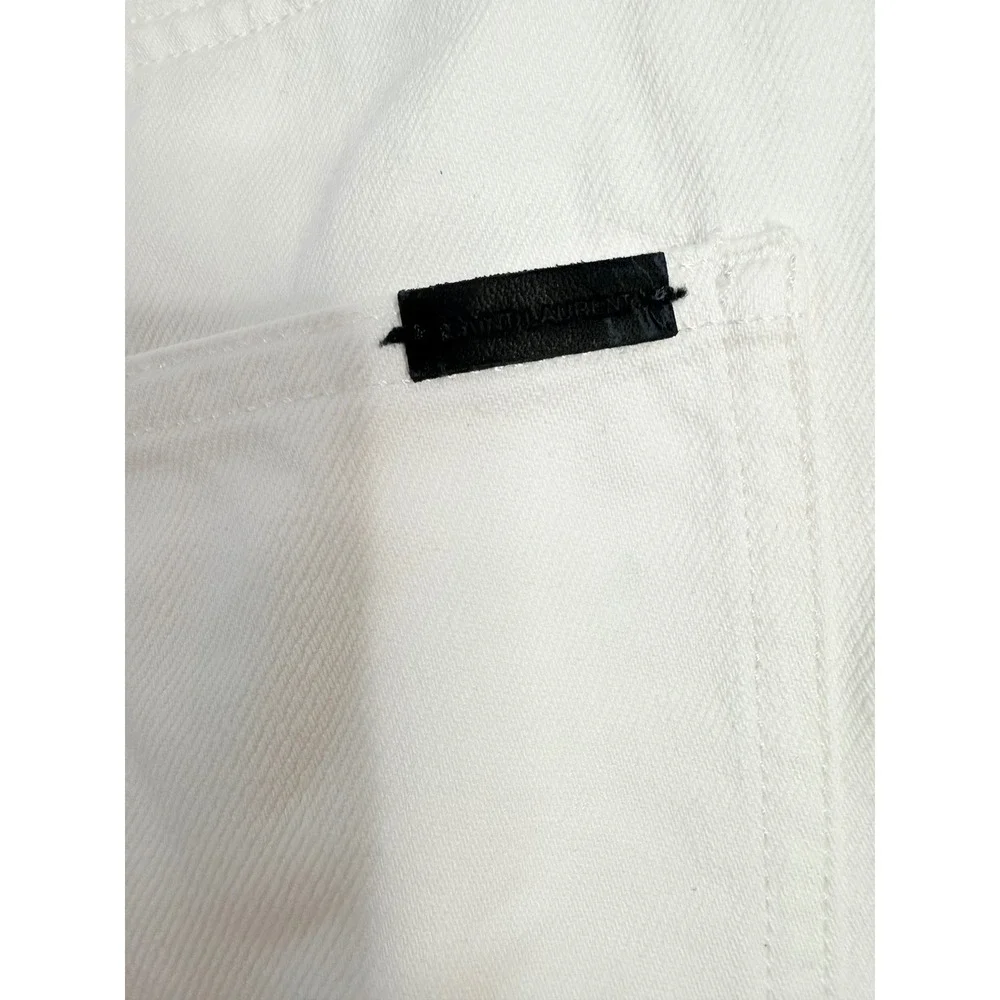 Saint Laurent‎ Paris D29 Mid-Waist Slim Straight Jeans White Size 24